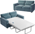 Marsail Pull Out Sofa Bed Queen Size Sleeper Sofa with Memory Foam Mattress 2 USB Charging and Removable Covers Loveseat for Living Room Apartment Supports 600 LBS Chenille Fabric Blue