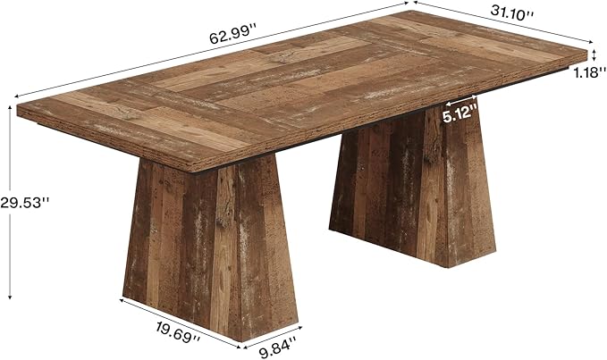 Tribesigns 63-Inch Executive Desk Modern Office Computer Desk with Sturdy Double Pedestal Large Study Writing Table Simple Workstations for Home Office Natural