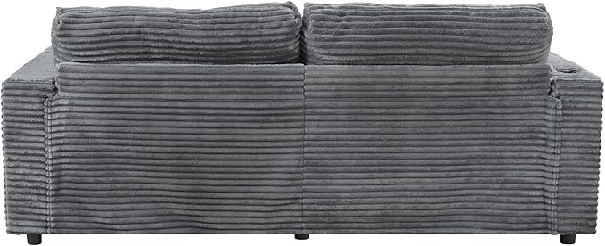86.5 Oversized Double Chaise Lounge Indoor Corduroy Upholstered Sofa Bed  Deep Seat Lounger Loveseat Recliner Daybed with Dual USB Ports  Two Cup Holders and Throw Pillows for Living Room Bedroom