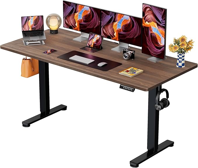 ErGear Height Adjustable Electric Standing Desk 71 x 30 Inches Sit Stand up Desk Memory Computer Home Office Desk Dark Walnut