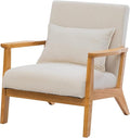 UNICOO - Mid-Century Modern Accent Chair Fabric Reading Armchair Easy Assembly Lounge Chair for Living Room Bedroom (U202-1 Nature + Beige)