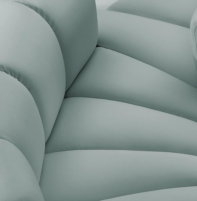Meridian Furniture 101Mint-S2A Arc Collection Modern | Contemporary Modular Sofa with Soft Mint Green Vegan Leather Deep Channel Tufting Modular 60 W x 31 D x 30 H Mint
