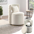 Swivel Barrel Chair 360° Swivel Vantiy Chair with Storage Modern Small Round Swivel Chair Velvet Curved Chair Accent Chair for Living Room Bedroom (Beige-Round)