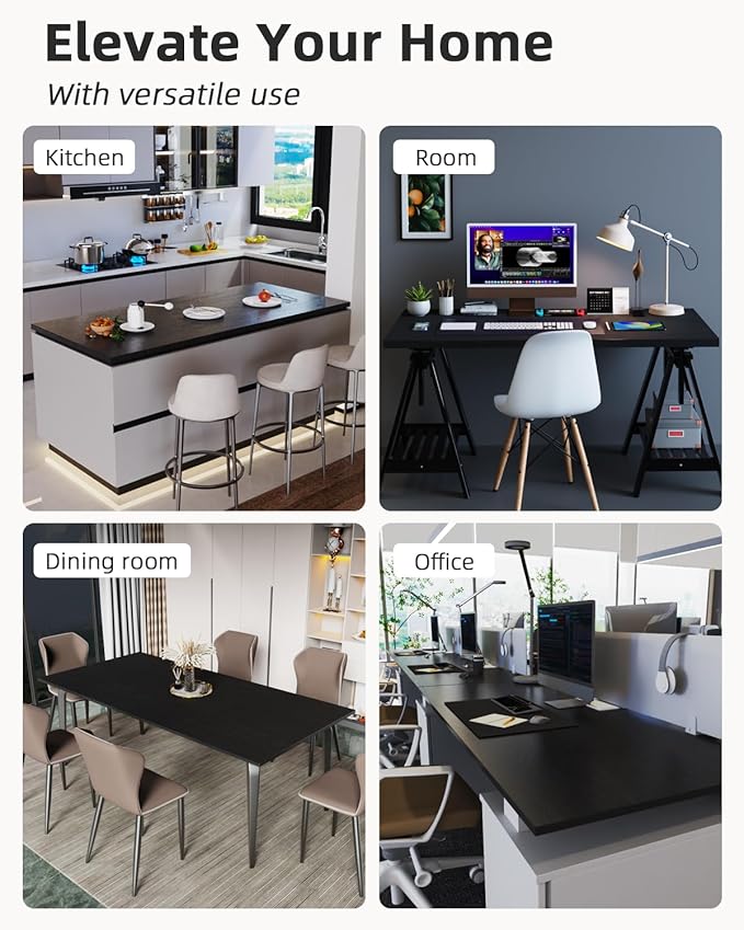 Universal 48 x 24 One-Piece Particle Board Table Top 1 Thick Desktop for Stand Up Height Adjustable Desk Frames Home Office Tabletop Countertop DIY Black Oak