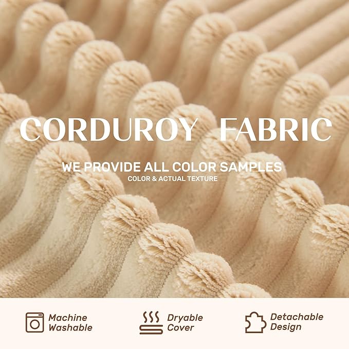 137.8” Sectional Couches for Living Room Set of Cloud Couch Modular Sectional Sofa Convertible Sofas Bed Deep Seat Sofa Sleeper Sofa Full Size Corduroy Camel