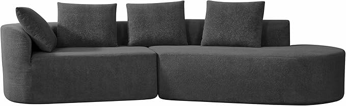 Christopher Knight Home Randa Upholstered Sectional Sofa for Living Room 5-Seater Oversized Chair Cloud Couch Fully Assembled Long Sofa Chaise Lounge Charcoal Gray