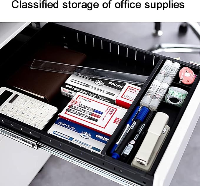 Office Desk Organizer Mobile File Cabinet with Lock and Drawers Lockable Pedestal with Silent Slide Black