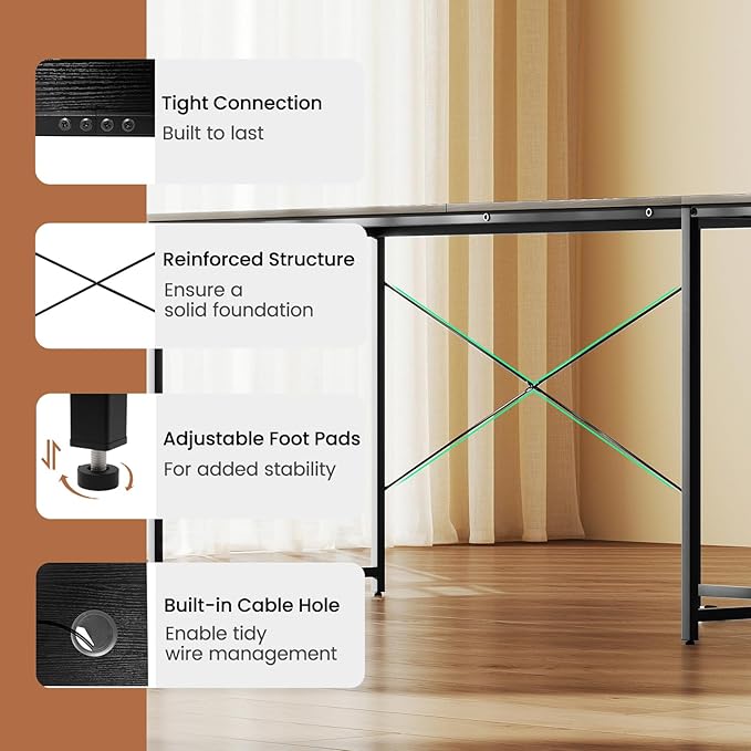 Tangkula L-Shaped Computer Desk with Power Outlets 95” Long 2-Person Desk with Monitor Shelf Modern Corner Desk Gaming Table with USB Ports for Home Office