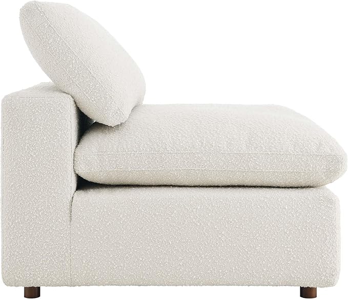 Modway Modular Sofa Commix Down-Filled Overstuffed Boucle Sectional Sofa Armless Chair in Ivory