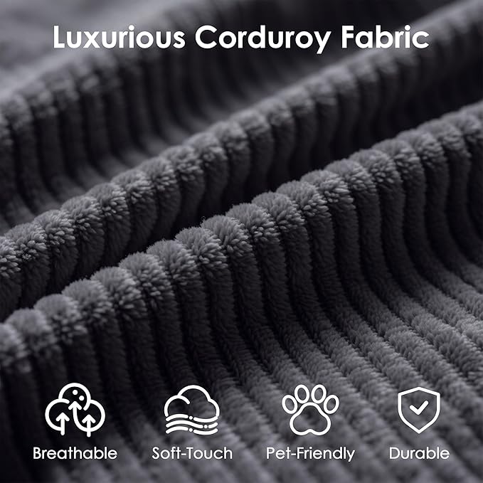 Convertible Sleeper Sofa Bed 78.5 Corduroy Foldable Loveseat Sleeper Sofa Queen to King Size Boneless Couch Bed for Living Room | No Assembly Required | Compression Sofa Dark Gray