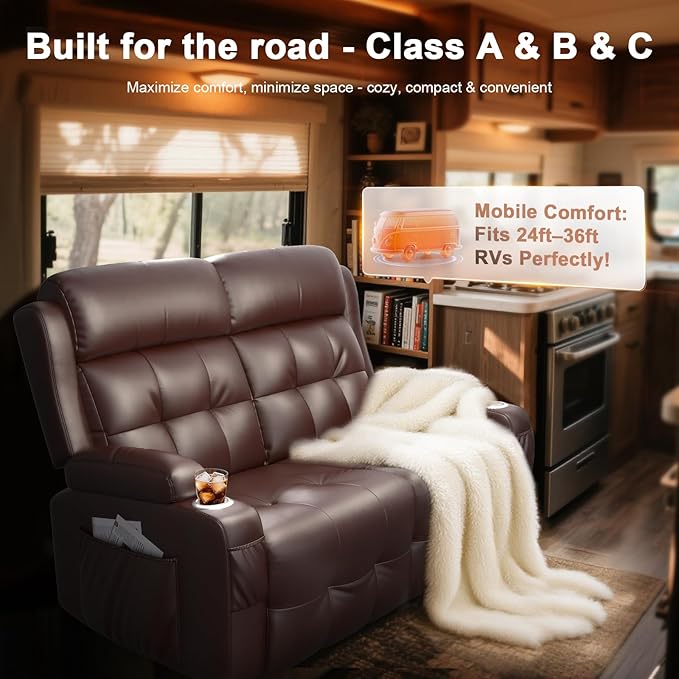 Loveseat Recliner Oversized Massage Reclining Sofa Heavy Weight Capacity RV Love Seat Chair Clearance with Storage Cup Holders Wall Hugger Couches for Living Room