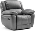 Furniture of America Sorin Modern Leather Recliner Chair with Pillow Armrests and High Density Foam Reclining Sofa Comfortable Couch for Living Room Office FSC Certified Dark Gray