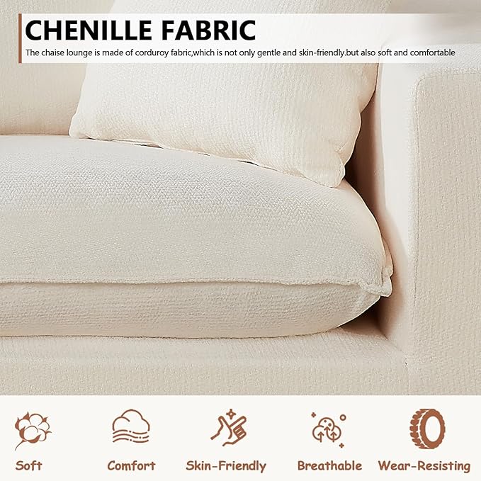 78” Cloud Loveseat Sofa with Cushions Boneless Couch in a Box Chenille Foam Couch for Bedroom Living Room Apartment Modern Small No Assembly (White)