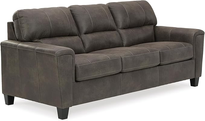 Signature Design by Ashley Navi Faux Leather Modern Queen Sofa Sleeper Gray