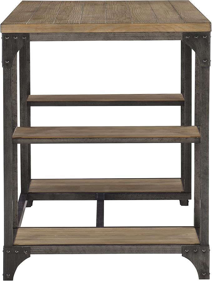 Powell Furniture Benjamin Metal Base Desk Driftwood