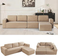 136 Modular Sectional Couch Left/Right Facing Convertible L-Shape Modern Teddy Sofa Deep Seat Upholstered Foam Couch for Living Room Bedroom No Assembly Required (Camel Teddy Boucle)