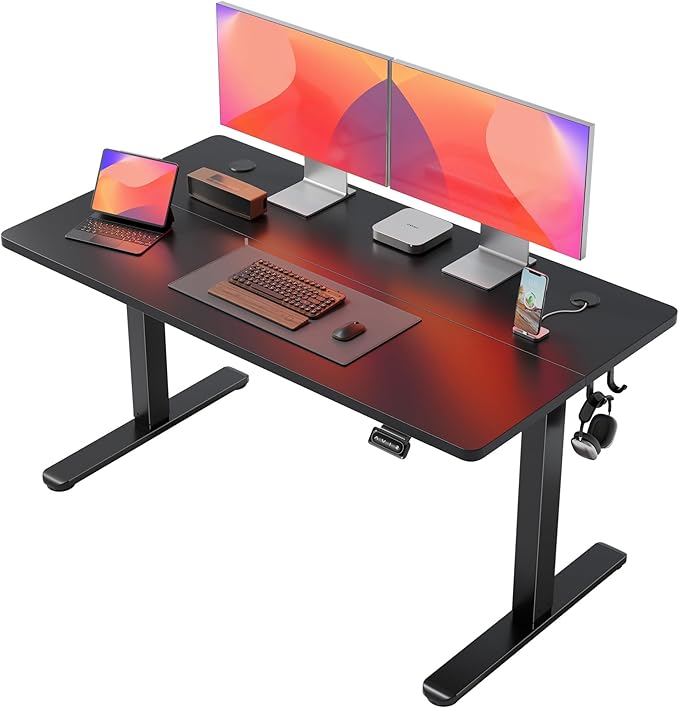 Electric Standing Desk 55 x 24 Adjustable Height Stand up Desk Sit Stand Up Desk for Home Office &amp Computer Workstation Black