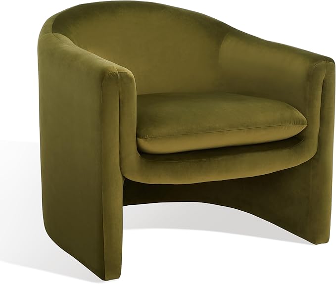 SAFAVIEH Couture Collection Laylette Olive Green Velvet Accent Chair (Fully Assembled)