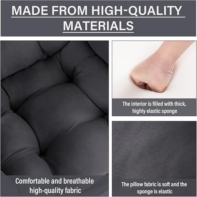 Lazy Chair with Ottoman Comfy Reading Lounge Chair with Footstool &amp Throw Pillow Modern with Armrests &amp Side Pocket for Living Room Bedroom Dorm Room Dark Grey
