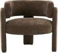 Modern Accent Barrel ChairMid Century Single Armchair with Curved Backrest Upholstered Side Reading Chair with 3 Legs Comfy Sherpa Chair for Bedroom and Living Room (Dark Brown Set of 1)