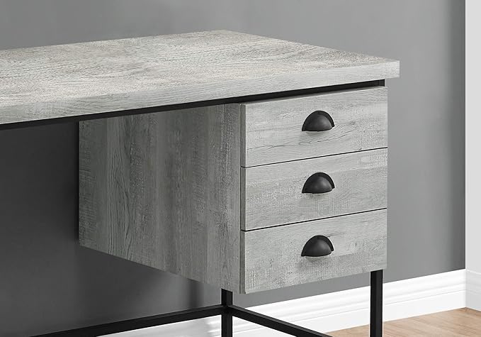 Computer Desk Home Office Laptop Storage Drawers 55 L Work Grey Laminate Black Metal Contemporary Modern