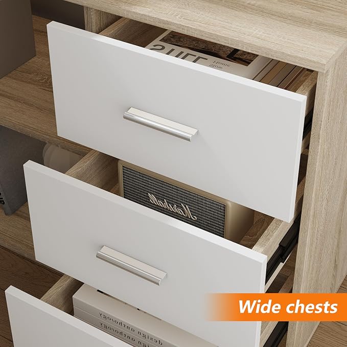 FUFU&ampGAGA 55.1 Large L-Shaped Office Desk with 41.3 File Cabinet Corner Computer Desk with 3 Drawers &amp 2 Shelves Workstation Executive Desk with Storage Shelf for Home Office - Beige
