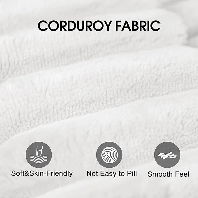71 Corduroy Boneless Couch 2-Seater Compression Sofa with 3 Throw Pillows No Assembly Required Comfy Loveseat Sofa in a Box Modern Couches for Living Room (White 71 inch) | Breathable Material