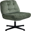 Nouhaus Balloon Criss Cross Chair Cross Legged Swivel Vanity Chair with Wide Comfy Padded Seat Armless No Wheels Fabric Modern Home Lounge Chairs for Living RoomBedroom(Green)