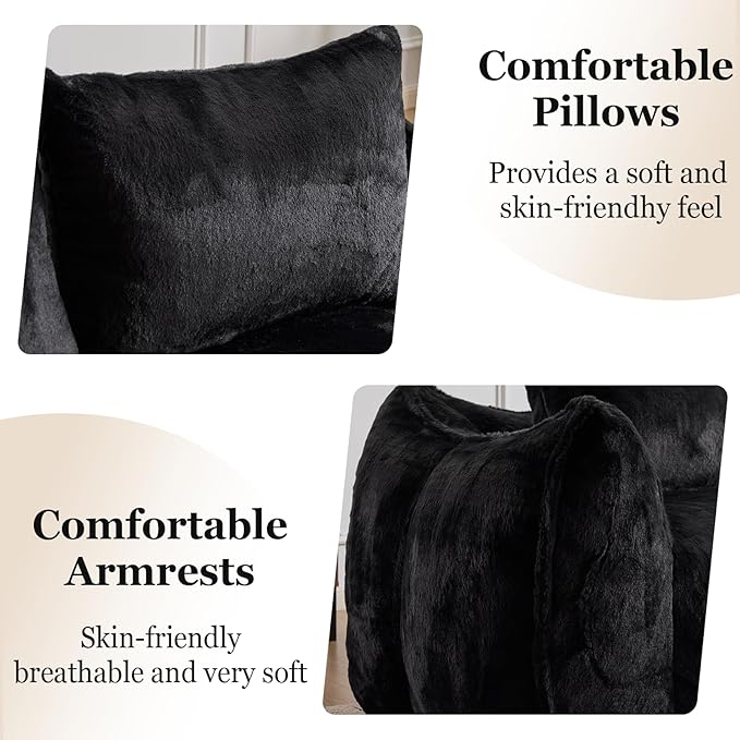 75 Inch Loveseat Bean Bag Couch for Adults Oversized Compressed Boneless Sofa Couch in a Box for Living Room Bedroom Apartment Soft FluffyNo Assembly (Black)