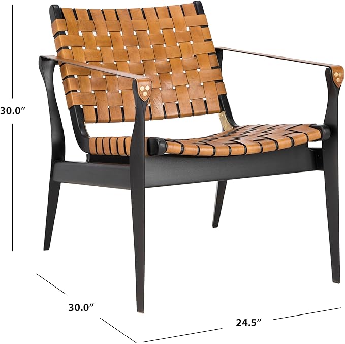 Safavieh Couture Dilan Brown and Black Woven Leather Safari Chair