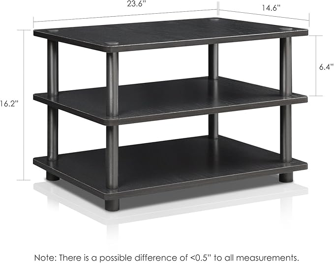 Furinno TURN-N-TUBE TV Stand 3-Tier Corner Entertainment Center Open Shelf Design TV Console for TV up to 25 Inch Toolless Assembly for Living Room Bedroom Blackwood