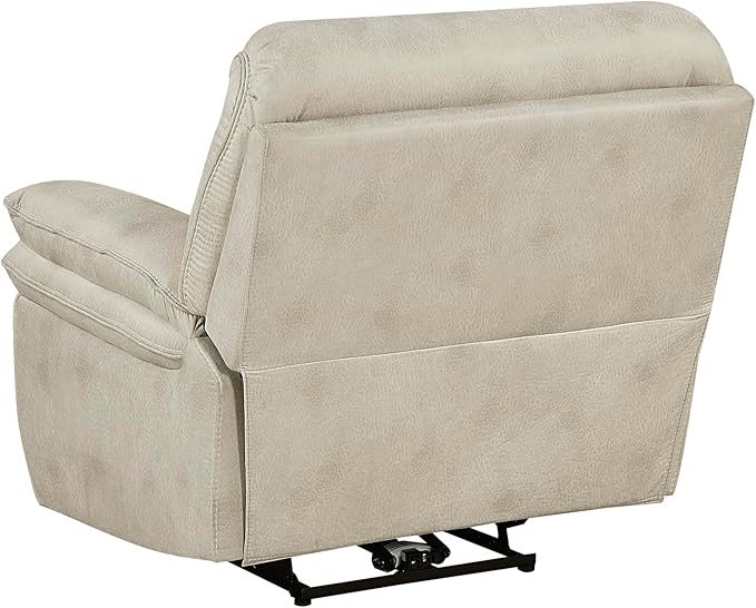 Lexicon Power Reclining Chair for Adults Polished Microfiber Power Recliner Single Sofa Chair for Bedroom/Living Room/Reading Nook Foam Over Pocket Coils Pillow Top Arms Charging Port Sand