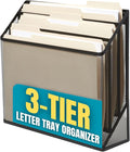 1InTheOffice 3 Tiers File Folder Organizer Desk Sorter Black Mesh
