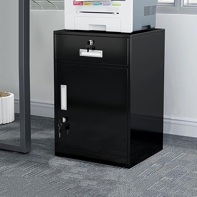 File Cabinet Under Desk with Locking Drawer Cabinet File Information Cabinet Tin File Cabinet (Color : Black)