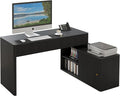 Modern Computer PC Desk Table with Storage Corner L Shaped Desk with Drawers Home Office Desk for Bedroom and Small Space for Writing Executive Study Work Vanity - Black