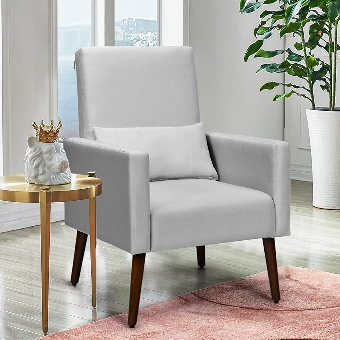 Giantex Set of 2 Rocking Chair Fabric High Back Armchair with Waist PillowWooden Tapered &amp Rocking Dual Legs Multifunctional Upholstered Accent Chair for Nursery Living Room Bedroom RockerSliv