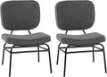 Giantex Modern Armless Accent Chair Set of 2 Sherpa Reading Chair w/Sponge Padding Adjustable Foot Pads &amp Metal Frame Upholstered Side Chair for Living Room Bedroom &amp Reading Room Grey