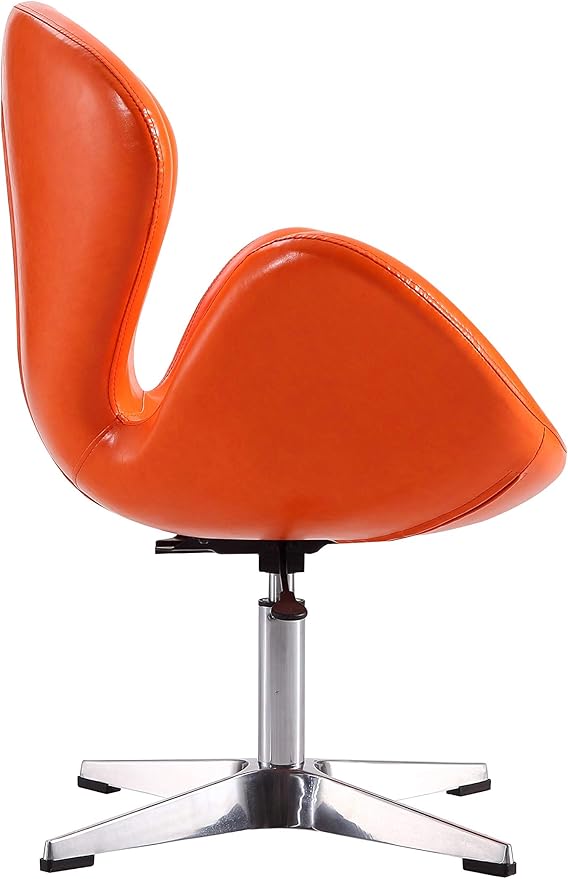 Manhattan Comfort Raspberry Adjustable Swivel Accent Chair with 360° Turn Polished Chrome Base Modern Retro Design Versatile Seat Ideal for Any Room Set of 1 Tangerine