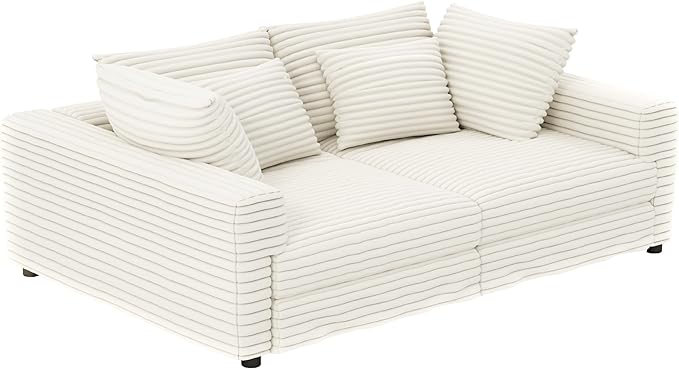 Ball &amp Cast 4 Seater Cloud Sectional Couch102.4 Modern Modular Sectional Sofa with Deep Seat &amp PillowsPlush Corduroy Comfy Convertible Sofa Couches for Living RoomBeige