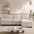 TEKAMON 100 Modular Sectional Sofa with Seats Storage L Shaped Couch with Movable Ottoman for Living Room Couch with Chaise Solid Wood Frame Spring Cushions USB Port Removable Covers Beige | S