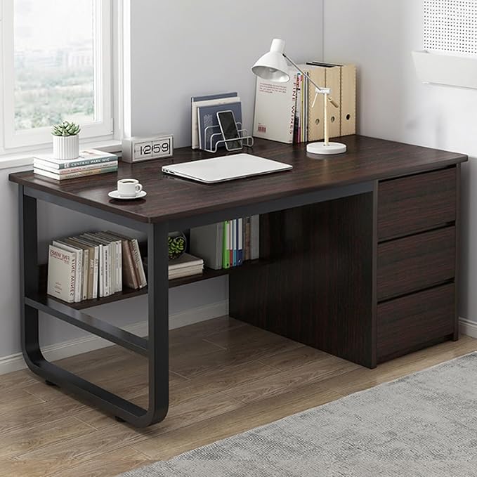 Computer Table Computer Desk with Storage 39.5 Contemporary Office Study Desk with Metal Bracket Home Office Desk for Bedroom Study Office