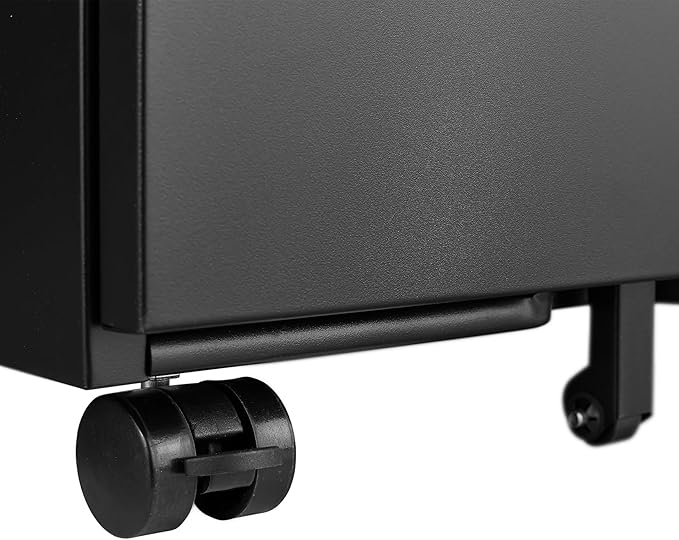 Lateral File Cabinet with 2 Drawers Lockable Metal Stainless Steel Filing Cabinet for Legal/Letter A4 Size Heavy Duty Rolling Home Office Under Desk Organizer Storage Black