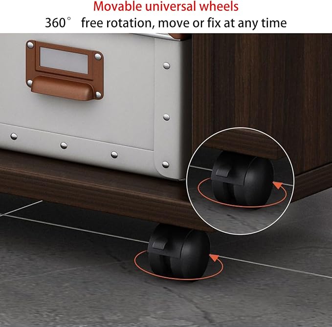 Wood File Cabinet Lateral File Cabinet 3 Drawer File Cabinet with Lock Printer Stand with Storage Mobile Filing Cabinet Home Office Organization Furniture