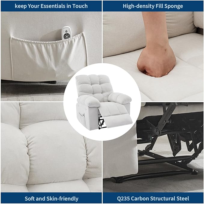 Manual Recliner Chair with Massage &amp Heating for Adults 150° Oversized Recliner Featuring Extra Wide Plush Seat Soft Overstuffed Design for Living Room and Bedroom