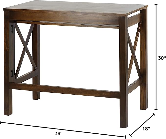 Casual Home Montego Folding Desk with Pull-Out Tray-Warm Brown