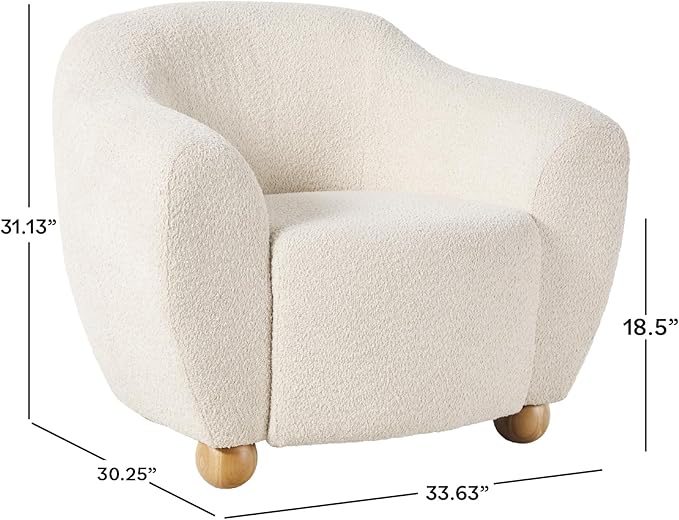 Walker Edison Linley Contemporary Bouclé Accent Chairs with Wood Legs 2-Pack Ivory