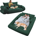 Rovibek 94 x 78 Oversized Floor Sofa with 4 Pillows 3-in-1 Convertible Sleeper Sofa Bed Compressed Couch in a Box for Living Room Apartment and Guest Roomg Green