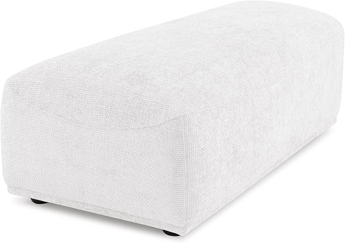 Furniture of America Tatiana Modern Chenille Modular Wedge Ottoman for Living Room Office Free-Combined FSC &amp Oeko TEX Certified White
