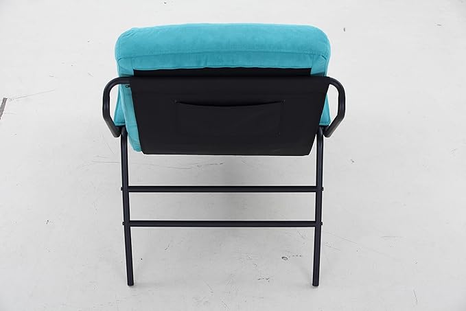 Lounge Recliner Chair Leisure Chair Studio Chairs Iron Arm Club Chair with Metal Legs Moveable Cushion for Living Room (Turquoise)