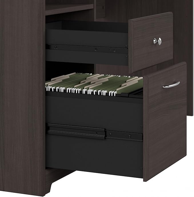 Bush Furniture Cabot 60W L Shaped Computer Desk with Drawers Heather Gray